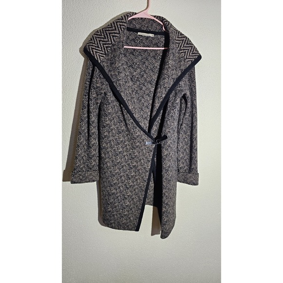 Chiaramente Made In Italy Wool Long‎ Herringbone Cardigan Sz M Old Money Classy - Picture 1 of 12